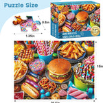 500-piece adult jigsaw puzzle with hamburger theme and 20.5x15 in size