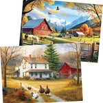2 Pack 300 Pieces Puzzle for Adults,Autumn Puzzle Farm Jigsaw Puzzles 300 Pieces for Adults Kids Seniors Countryside Jigsaw Puzzle Premium Cardboard Puzzles for Tabletop Family Activity Gift