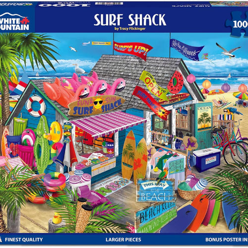 White Mountain 1000 Piece Jigsaw Puzzle Summer Beach Shop Puzzles with Large Pieces Gift for Adults and Family 24"x30" - Surf Shack