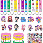 Demon Movie Hunters Birthday Party Supplies: 86-Piece Set with Bracelets, Pins, Keychains, and Stickers for Boys and Girls