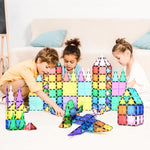PicassoTiles 100 Piece Set Clear Magnetic 3D Blocks for Kids Creativity Building Playboards Educational