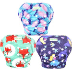 wegreeco Reusable Swim Diapers,Baby & Toddler Snap One Size Adjustable Reusable Baby Swim Diaper (Diving, Ocean, Turtle, Large, 3 Pack)