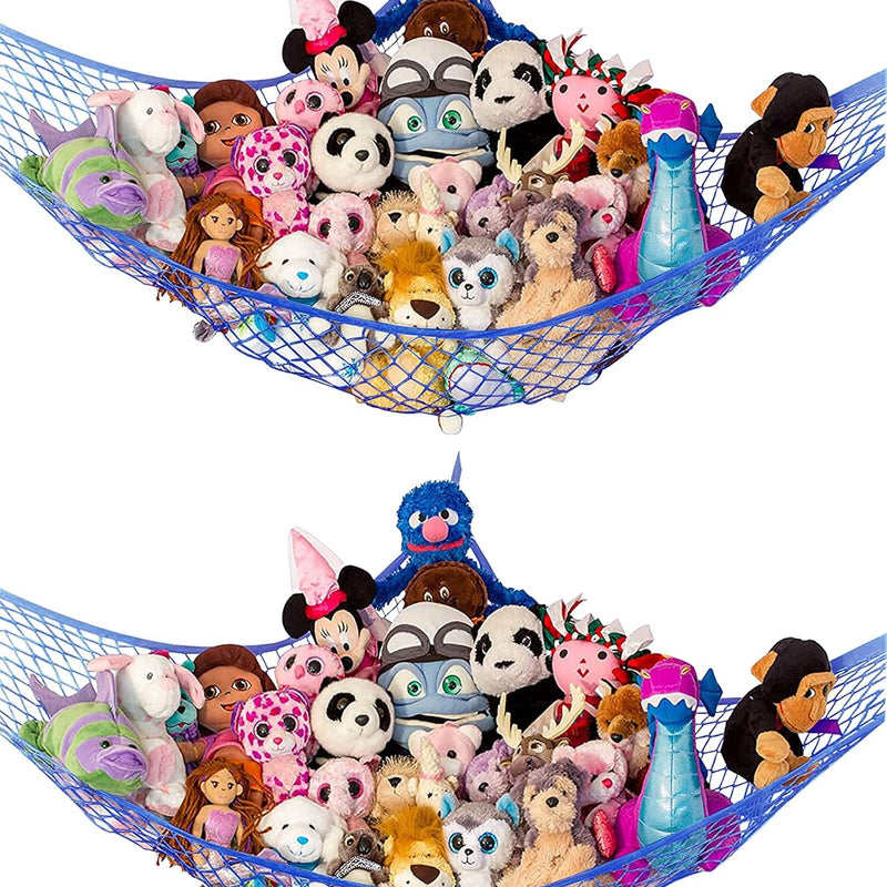 Stuffed Animal Hammock 2 Pack | Corner Stuffed Animal Storage & Plushie Net | Toy Hammock for Stuffed Animals | Holds 12lbs | Easy Hang, All Hardware Included | White Bedroom Decor | by Lilly's Love