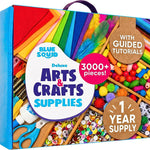 Blue Squid 3000+ pcs Arts and Crafts Supplies for Kids | Craft Kit Box for Kids Age 4-5, 4-8, 6-8, 8-12 | Craft Supplies & Materials Crafts Set Toys Art Box Gifts for Girls Boys Bulk Art Kit