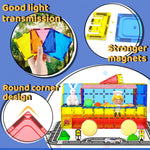 Magnetic City Traffic Tiles, 38pcs, Preschool Montessori Toys for 3+ Year Old Kids, Sensory Building Blocks for Toddler with Autism