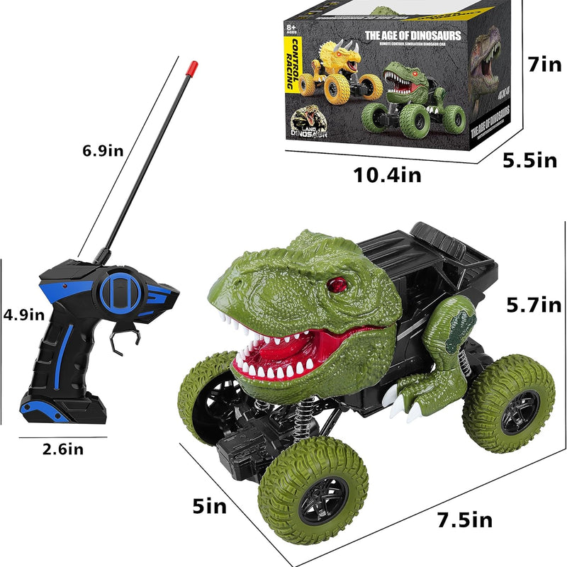 Remote Control Dinosaur Car with LED Light, 2.4GHz High-Performance Control, Rechargeable 4WD Off Road