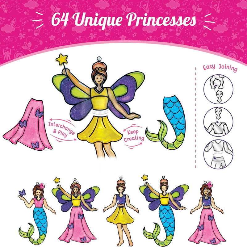 Imagimake Window Art Princess & Unicorn | Mermaid Suncatcher Kit | 32 Pieces Glass Painting Set | Kids Activities Ages 5-8 | DIY Craft Kit | Birthday Gift for Girls Ages 5,6,7,8,9,10,12 Years Old