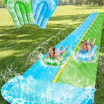 JOYIN 32.5FT Water Slide and 2 Inflatable Boards, Extra Long Heavy Duty Double Lawn Waterslide with Sprinkler for Kids Adults Backyard Summer Water Toy Outdoor Fun, Blue, Green
