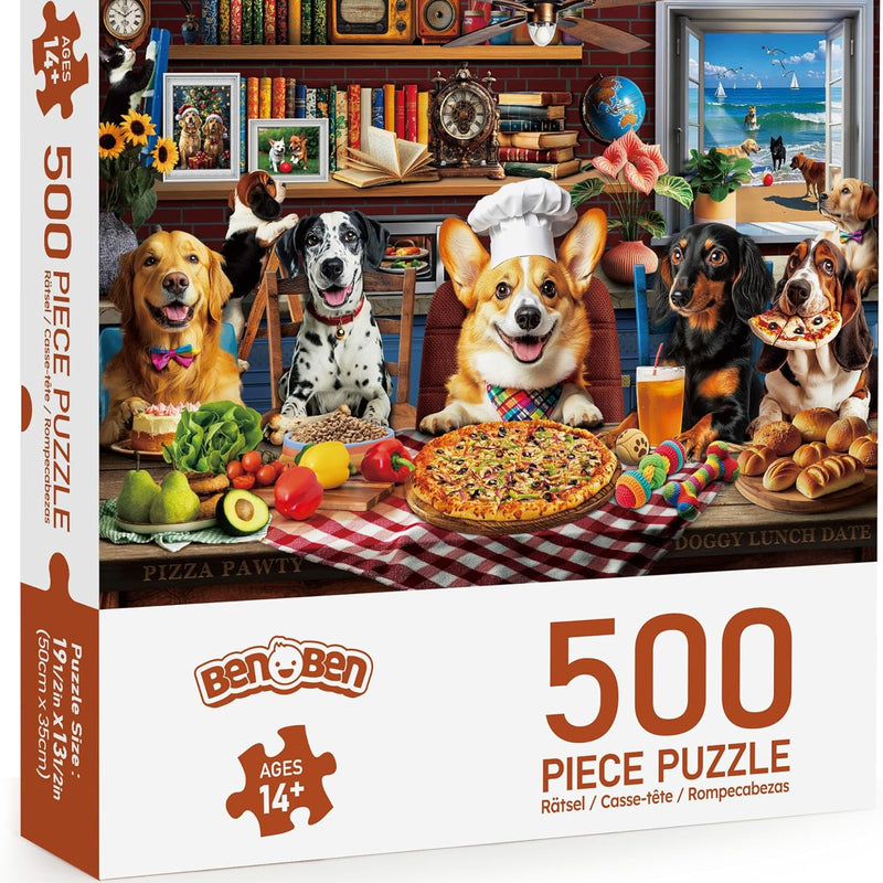 BenBen 500-Piece Adult Jigsaw Puzzle with HD Printing, Dog Theme, Thick Cardboard, Family Game Night