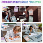 Yeplan Composition Notebooks 4 pack, Wide Ruled Notebook Paper, 9 3/4" x 7 1/2", 80 Sheets/160 Pages, Aesthetic Marble Composition Notebook for School & Office Supplies (4, Pastel Marble Colors)