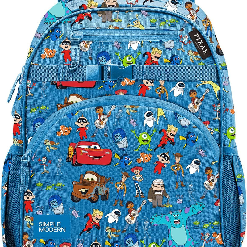 Simple Modern Medium Disney Pixar Toddler Backpack for School Girls and Boys | Kindergarten Elementary Kids Backpack | Fletcher Collection | Kids - 15" tall | Pixar Mashup on Blue