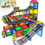 Magnetic City Traffic Tiles, 38pcs, Preschool Montessori Toys for 3+ Year Old Kids, Sensory Building Blocks for Toddler with Autism