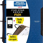 Five Star Flex Refillable Notebook + Study App 1 Inch O-Rings Binder with Pockets Tabs and Dividers, 220 Sheet Capacity, Includes 60 Sheets 8.5" x 11" College Ruled Paper, Amethyst (29328AB6)