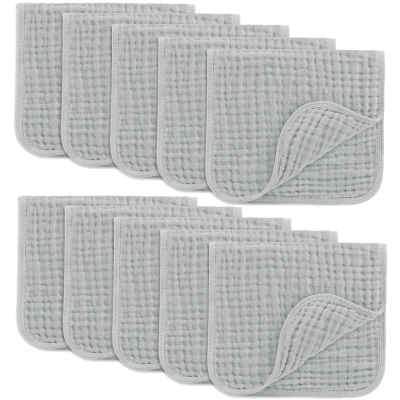 Comfy Cubs Muslin Burp Cloths 20x10" 10 Pack, Baby Burp Cloths - Multi | Large, 6-Layer, Ultra Absorbent 100% Cotton Burp Cloths for Baby Drool and Messes - Soft, Safe & Gentle for Boys & Girls