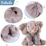 Hopearl Adorable Plush Calf Elephant Toy Floppy Elephish Ultra Soft Haggable Stuffed Animal Birthday Holiday Gift for Boys Girls Kids Toddlers, Gray, 9''