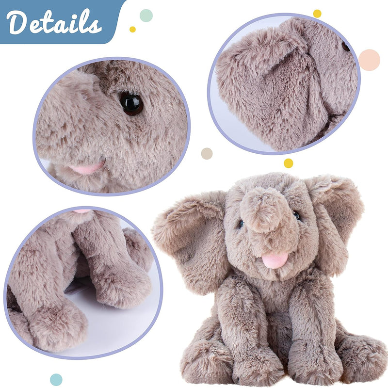 Hopearl Adorable Plush Calf Elephant Toy Floppy Elephish Ultra Soft Haggable Stuffed Animal Birthday Holiday Gift for Boys Girls Kids Toddlers, Gray, 9''