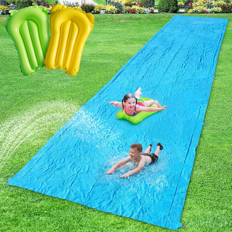 40FT Slip Lawn Water Slide, Giant Slip, Splash and Slide for Kids Adults | Teens Summer Slip Water and Slides Heavy Duty for Outdoor Backyard Lawn Summer Party with 14 Stakes and 2 Bodyboards