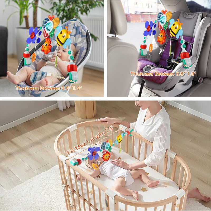 Lynncare Adjustable Arch Bassinet Toy with Sensory Activity Toys for Infant and Toddlers