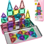 Magnetic Tiles Mini Travel Toddler Set, Magnetic Blocks Building Kids Toys & Games, Montessori Preschool Classroom Must Haves Educational Learning Sensory Toys for 3+ Year Old Boys Girls Birthday Gift