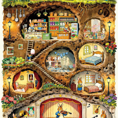 HUADADA Jigsaw Puzzle for Adults 1000 Pieces, Eye Protection, Rabbit House Theme, Birthday Gifts for Women and Men