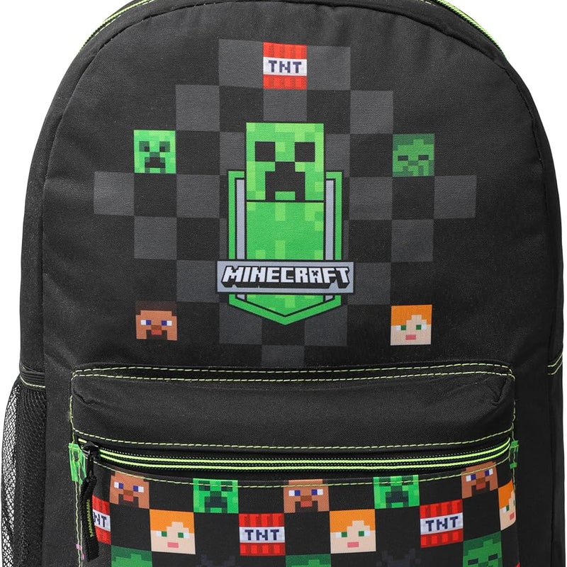 Minecraft Backpack for Boys Kids Teens Adjustable Straps Front Pocket Daypack Backpacks for Sports Gym School Gamer Gifts (Blue)