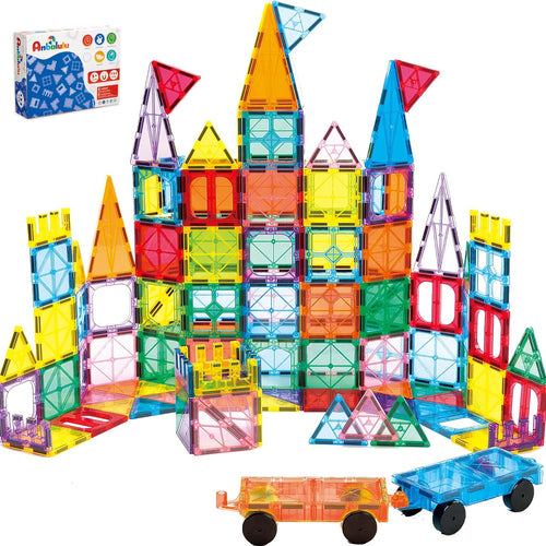 Anbalulu 134PCS Magnetic Building Tiles - Durable STEM Toys for Kids, Educational Building Blocks with Strong Magnets and Group Play Activities