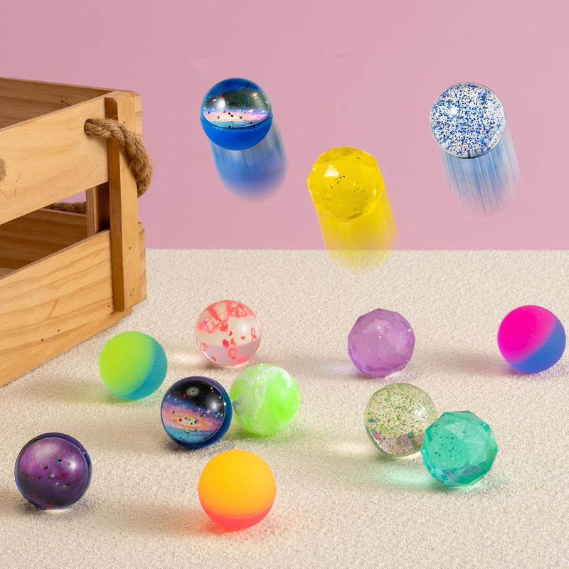 JOYIN 24 Piece Assorted Bouncy Balls: Durable Rubber Toys for Kids' Parties, Carnivals, and Classrooms