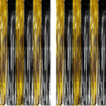 GREATRIL iridescent party backdrop, 2 PCS, 3.2ft x 6.5ft, tinsel foil fringe curtain for mermaid/frozen/sea/euphoria party theme decorations