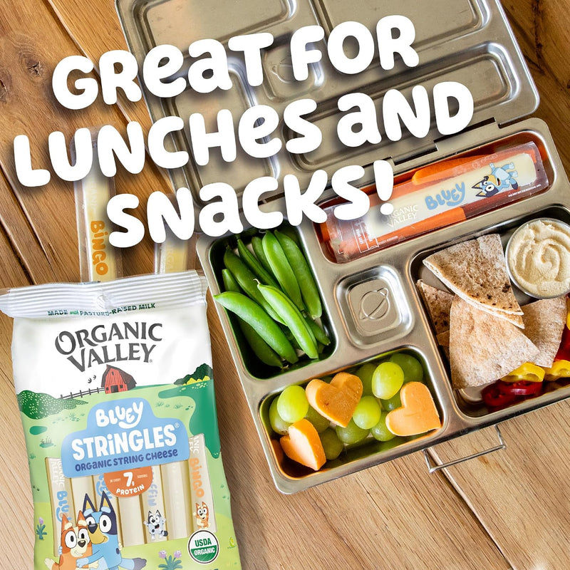 Organic Valley Stringles Bluey Organic Mozzarella String Cheese, 8 oz