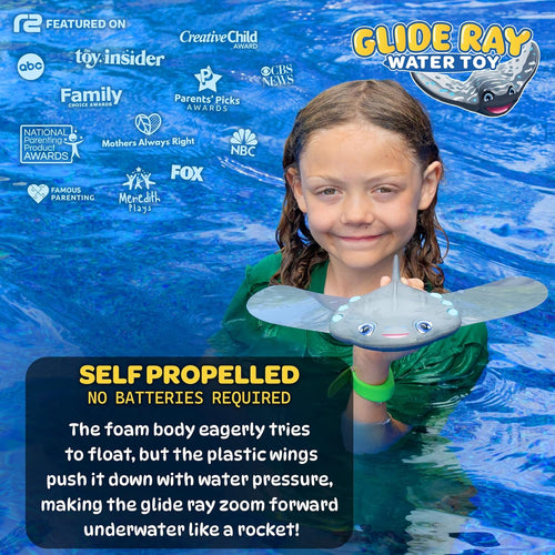 Swimming Pool Toys for Kids: Stingray Pool Torpedo Swim Toy - Self Propelled Water Toy Glides Underwater - Best Water Games & Outdoor Gifts for Boys & Girls - Diving Toys For Kids Ages 5 6 7 8 9 10 +