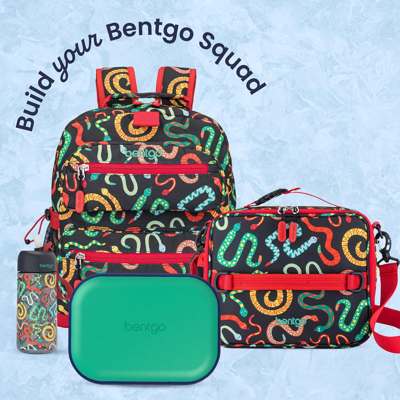 Bentgo Chill Kids Leakproof Lunch Box - 4-Compartment Bento Box with Built-In Ice Pack, 3.3 Cup Capacity, BPA-Free, Microwave & Dishwasher Safe Tray, Ages 3–7 (Green/Navy)