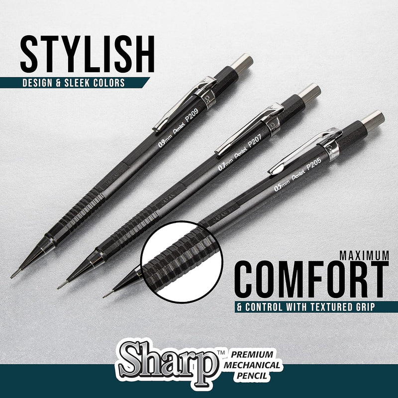 Pentel Sharp Mechanical Pencil, (0.9mm), Bold Line, Yellow Barrel, Pack of 2 (P209BP2-K6)
