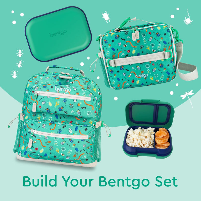 Bentgo Kids Snack Leak-Proof 2 Compartment Bento-Style Container | For Snacks & Small Meals, Easy-Open Latch, Dishwasher Safe, BPA-Free for School, Daycare, & Sports, Ages 3+ (Green/Navy)