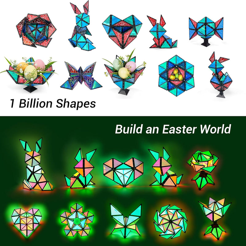 tosy 1 billion shape magnetic pyramid stone, 12 pieces, 243 magnets, holographic design, puzzle and STEM toy