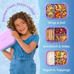 Bentgo Chill Kids Leakproof Lunch Box - 4-Compartment Bento Box with Built-In Ice Pack, 3.3 Cup Capacity, BPA-Free, Microwave & Dishwasher Safe Tray, Ages 3–7 (Vivid Orchid)