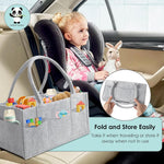 HIPHOP PANDA 2-Pack Diaper Caddy Organizer - Newborn Essentials Baby Registry Must Haves - Sturdy Nursery Storage Bin & Portable Car Caddy for Diapers & Wipes - Grey/Oatmeal Gift Set