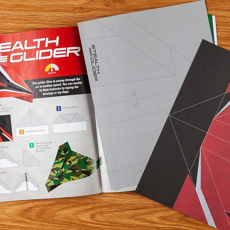 Paper airplane kit with 100 planes, 1000 stickers, launcher and rubber bands, colorful sheets, stem family gift