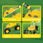John Deere bubble lawn mower for toddlers with bubble blowing machines, no batteries required, 2+ years old