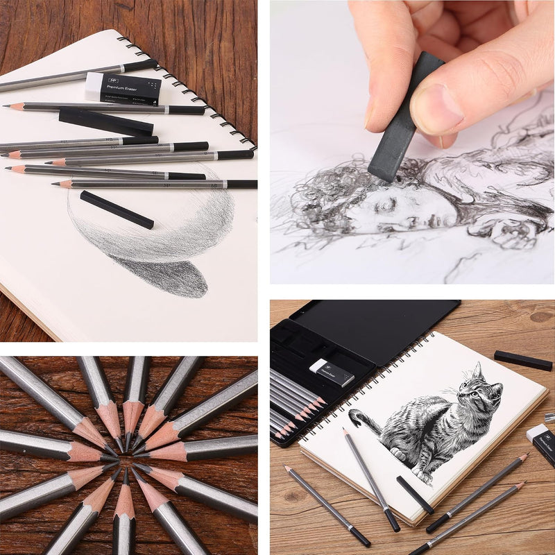 Mr. Pen- Drawing Sketching Pencil Set, 19 pcs, Graphite Pencils (10B-6H) | Graphite Sticks, Erasers, Metal Sharpener, for Drawing, Sketching, Shading & Art Projects