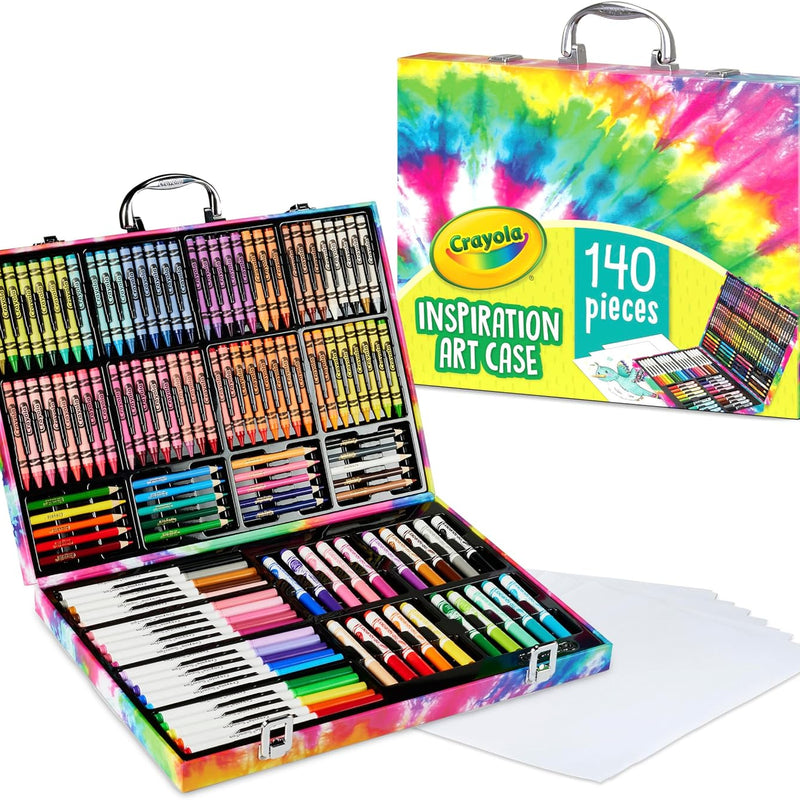 Crayola Inspiration Art Case Coloring Set - Tie-Dye (140ct), Art Supplies Set For Kids, Travel Drawing Kit, Gift for Girls & Boys, Ages 5+ [Amazon Exclusive]