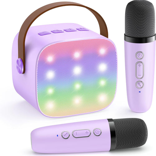 YLL Portable Karaoke Machine with 2 Wireless Mics, Kids Singing Toy for 3-10+ Years