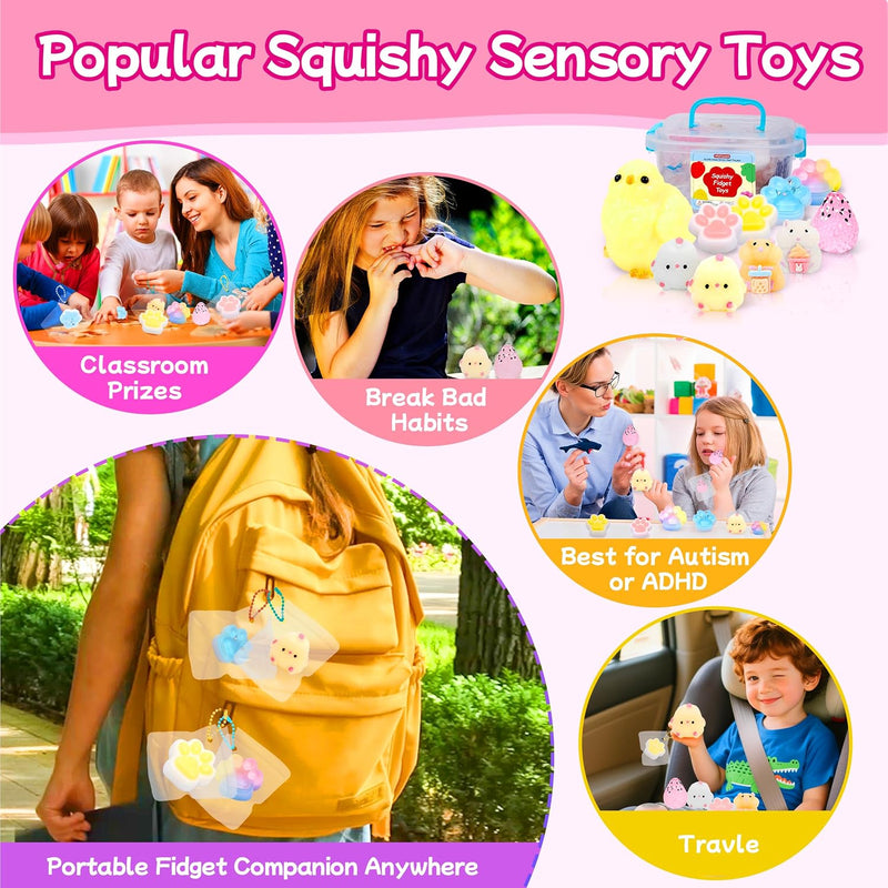 10 Pack Taba Squishy Toys kit with Toy Box & Cute Stickers, Kawaii taba Squishies Stress Relief Toys Party Favors for Kids 4-8 8-12, Squishy Fidget Toys for Kids , Birthday Gifts Toys for Girls 8-10