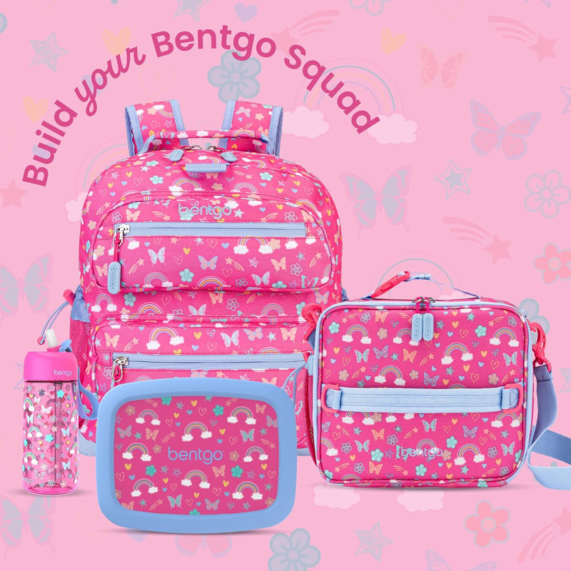Bentgo Kids Prints Leak-Proof, 5-Compartment Bento-Style Kids Lunch Box - Ideal Portion Sizes for Ages 3-7, Durable, Drop-Proof, Dishwasher Safe, & PFAS & BPA-Free Materials (Rainbows & Butterflies)
