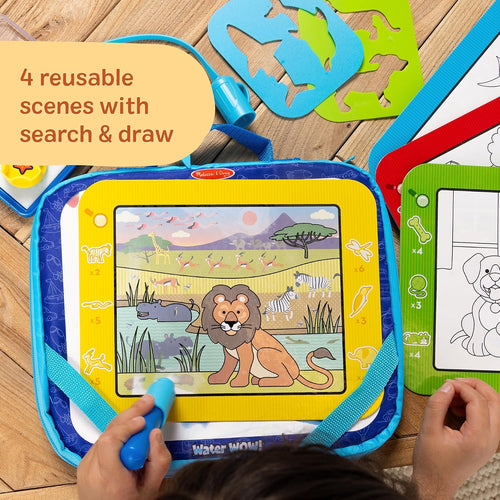 Melissa & Doug Water Wow! Take-Along Color-Reveal Drawing Set | Drawing Board, Refillable Water Pen, Activity Cards, Art Accessories, Mess-Free Travel Toys, Preschool Toys for Kids, Ages 3+