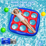 Pool Games Set- Tic-Tac-Toe Inflatable Pool Toys with 10 Balls Fun Summer Swimming Pool Party Beach Lawn Outdoor Camping Party Float Game Water Ball Toys for Adults Teens Kids 2-10 Players