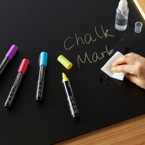 Amazon Basics Bullet/Chisel Reversible Tip Liquid Chalk Markers, Erasable, Washable, Water-Based, Bold Point, 8-Pack, Bright Colors
