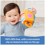 Ms. Rachel Herbie Sensory Take-Along Toy with Jitter & Peek-A-Boo Play | Multiple Sensory Surfaces & BPA-Free Teether, Clips to Strollers, Toddler Toys for Girls & Boys Ages 3 Months to 1+