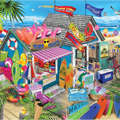 White Mountain 1000 Piece Jigsaw Puzzle Summer Beach Shop Puzzles with Large Pieces Gift for Adults and Family 24"x30" - Surf Shack