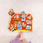Melissa & Doug Farm Animals Jumbo Knob Puzzle, Wooden Peg Puzzle for Toddlers Ages 1+