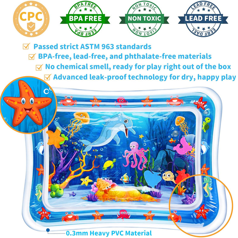 Yeeeasy Inflatable Tummy Time Water Mat for Babies, Infants & Toddlers 3-24 Months - Promotes Development & Sensory Enjoyment